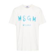 Msgm Off White Tee Shirt Beige, Herr