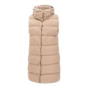 Herno Faux Fur Hooded Vest Sand Beige, Dam