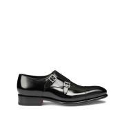 Santoni Klassiska Monk Strap Skor Black, Herr