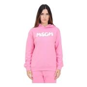 Msgm Rosa huvtröja med logotyptryck Pink, Dam