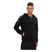 Emporio Armani EA7 Svart Full-Zip Hoodie Tröja Black, Herr