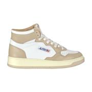 Autry High Top Leather Sneakers Medalist Beige, Dam