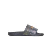 Barbour Check Beach Sandals Black, Herr