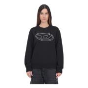 Diesel Svart Crewneck Sweatshirt med Oval D Logo Black, Dam