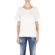 Dsquared2 Rhinestone Logo Bomull T-shirt White, Dam