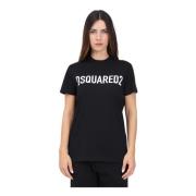 Dsquared2 Svart Logotyp Tryck T-shirt Black, Dam