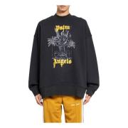 Palm Angels Svart Crewneck Penna Grafisk Sweatshirt Black, Herr