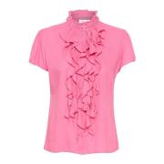 Saint Tropez Pink Cosmos Ellisz Ss Shirt Bluser Pink, Dam