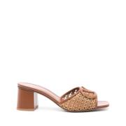 Valentino Garavani Bruna Straw Interwoven Sandaler Brown, Dam