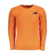 U.s. Polo Assn. Twisted Crew Neck Sweater with Pocket Orange, Herr