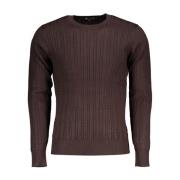 U.s. Polo Assn. Broderad Crew Neck Sweater i Nylon Brown, Herr