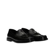 Dolce & Gabbana Silver Logo Plaque Loafers Black, Dam