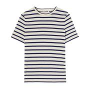 Jil Sander Randig T-shirt Kräm Vit/Marin Multicolor, Dam