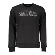 Cavalli Class Svart Sweatshirt med Broderad Logotyp Black, Herr