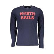 North Sails Blå Långärmad T-shirt med Signaturtryck Blue, Herr