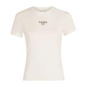 Tommy Jeans Grundläggande Bomull T-shirt - Beige Rund Hals Kort Ärm Be...