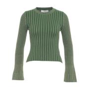 Akep Grön Stickat Aw24 Handtvätt Green, Dam