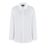 Emporio Armani Satin Crepe Classic Collar Shirt White, Dam