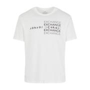 Armani Exchange T-shirt i bomull med flera logotyper White, Dam