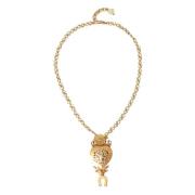 Dolce & Gabbana Guld Kristall Charm Halsband Yellow, Dam