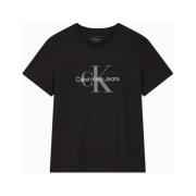 Calvin Klein Jeans Kortärmad Logo Fram Herr T-shirt Black, Herr