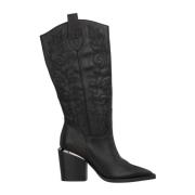 Alma EN Pena Broderad klack cowboy boot Black, Dam