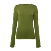 JW Anderson Grön Stretch T-shirt med Veckdetaljer Green, Dam