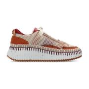 Chloé Bruna Sneakers med Nylon Webbing Brown, Dam