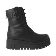 Nerogiardini Svarta Läder Ankelboots med Metall Detalj Black, Dam