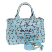 Prada Vintage Pre-owned Canvas handvskor Blue, Dam