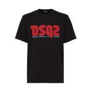 Dsquared2 Svart Regular Fit Tee Vinterkollektion Black, Herr