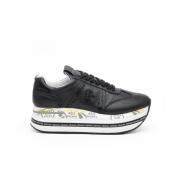 Premiata Svarta Lädersneakers med Hälldetalj Black, Dam