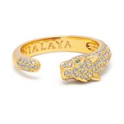 Nialaya Womens Panther Wrap Ring in Gold Yellow, Dam