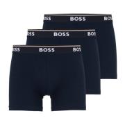 Boss Stretchbomull Boxer Briefs 3-Pack Blue, Herr