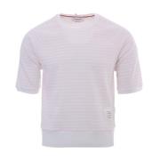 Thom Browne Randig Bomull T-shirt med Logopatch Pink, Herr