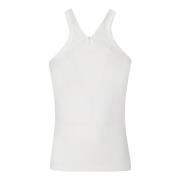 Courrèges Rib Tank Top med korsade band White, Dam