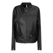 Courrèges Läder Bikerjacka Black, Dam