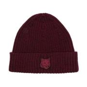 Maison Kitsuné Röd Fox Head Beanie Red, Herr