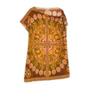 Maliparmi Asymmetrisk Jersey Top med Foulard Print Multicolor, Dam