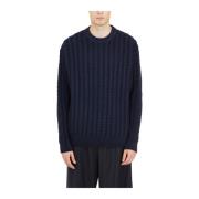 Barena Venezia Flätad Crew Neck Sweater Blue, Herr