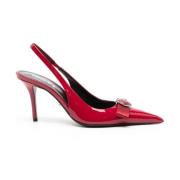 Versace Röda Kalvläder Slingback Klackar Red, Dam