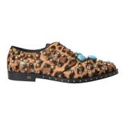 Dolce & Gabbana Leopard Kristall Klänning Skor Multicolor, Herr