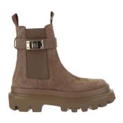 Dolce & Gabbana Mocka Ankelboots Rem Stängning Beige Brown, Dam