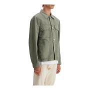 Brunello Cucinelli Linne Bomull Gabardin Overshirt Green, Herr