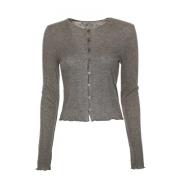 Samsøe Samsøe Jersey Cardigan med knappstängning Gray, Dam