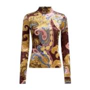 Etro Chenille Texture Paisley Print Top Multicolor, Dam