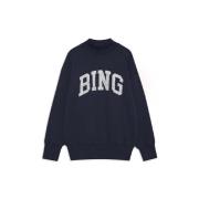 Anine Bing Navy Sweatshirt med Bing Print Blue, Dam