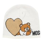 Moschino Abstrakt Multifärgad Teddybjörn Beanie White, Dam