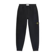 Stone Island Borstad bomullsfleece joggingbyxor Black, Herr