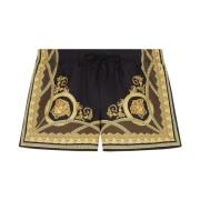 Versace Svarta Barocco Print Badshorts Multicolor, Herr